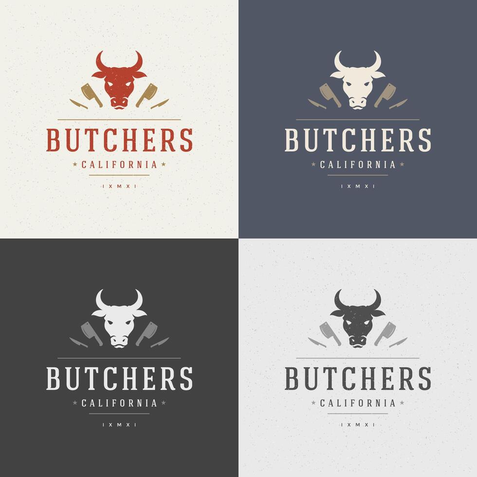 Butcher Shop Design Element in Vintage Style for Logotype vector