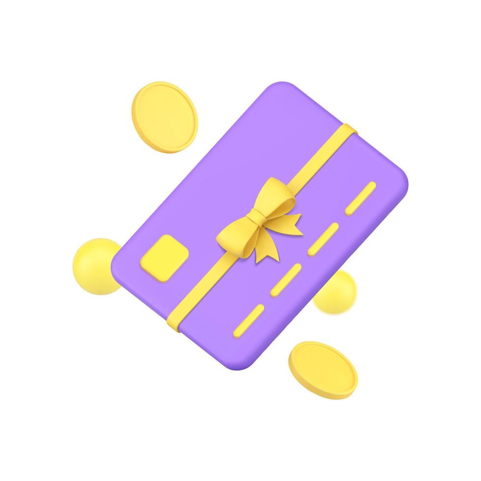 Banking loyalty card gift e money financial reward shopping bonus 3d icon realistic vector