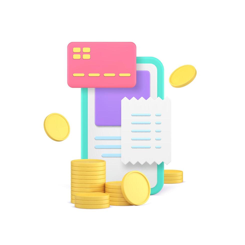 Internet payment online shopping order purchase smartphone application 3d icon realistic vector