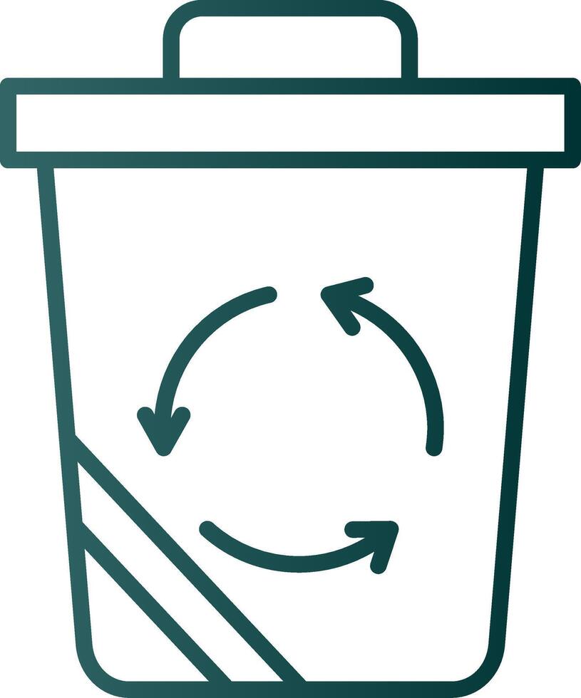 icono de gradiente de línea de papelera de reciclaje vector