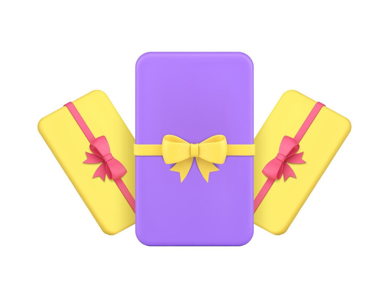 Gift box package with festive bow ribbon holiday celebrate present 3d icon realistic vector