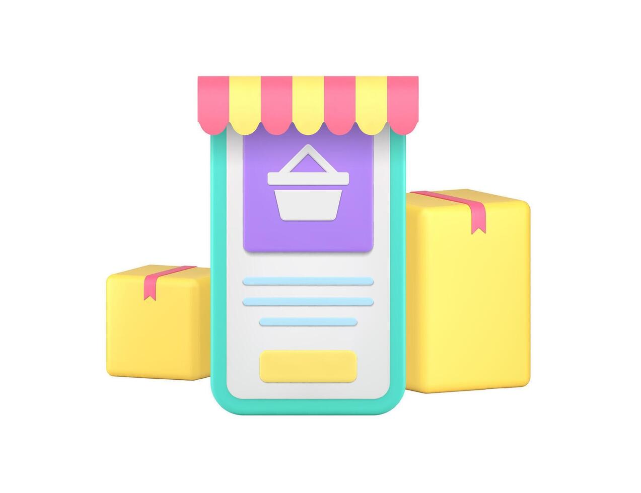 Online shopping marketplace order delivery service smartphone application 3d icon realistic vector