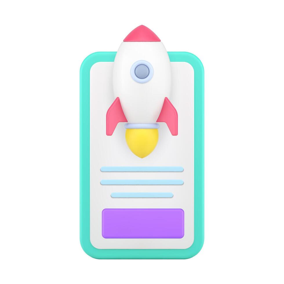 Speed internet smartphone application with rocket fast web site server 3d icon realistic vector