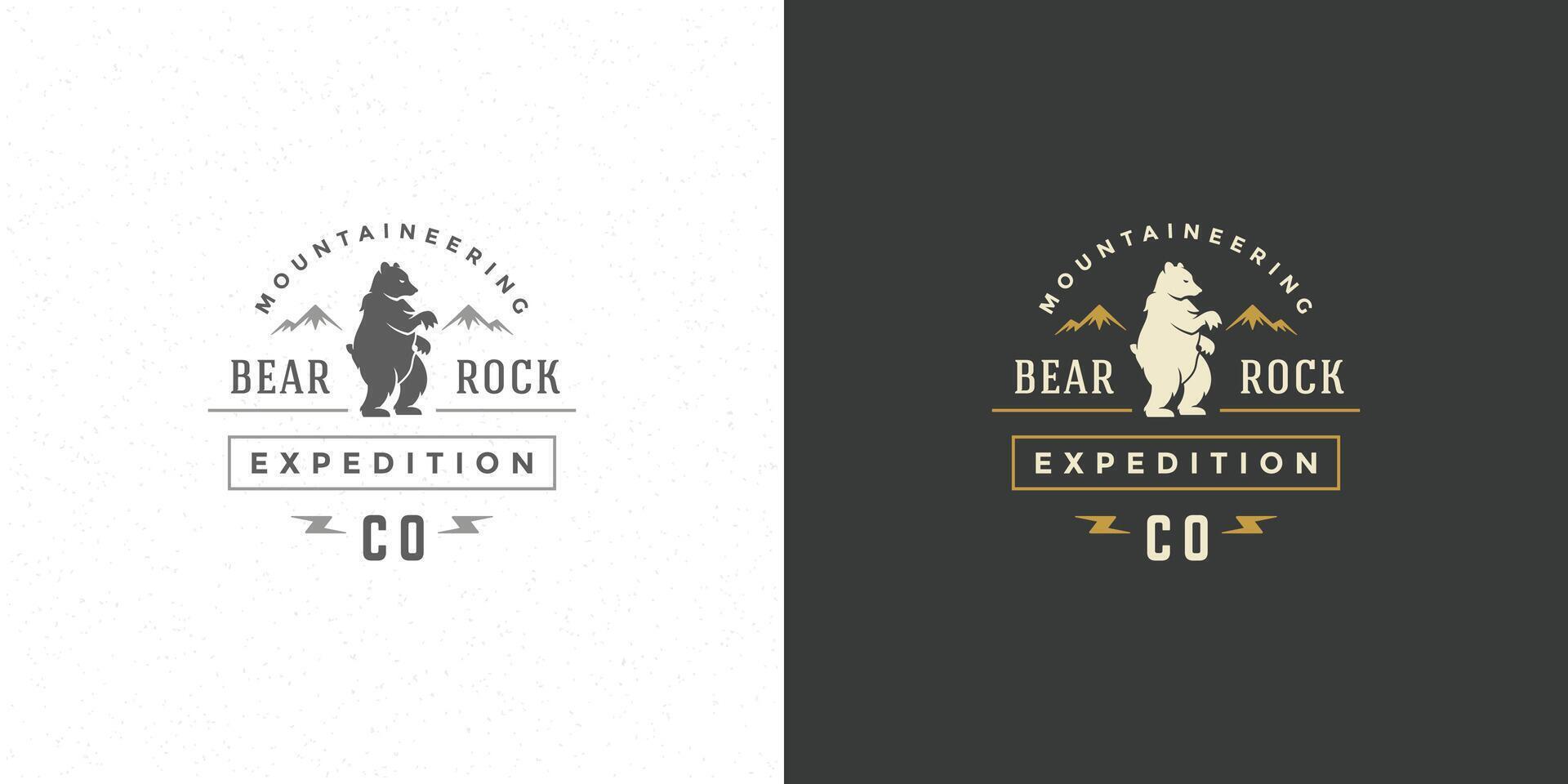Bear logo emblem illustration silhouette for shirt or print stamp vector