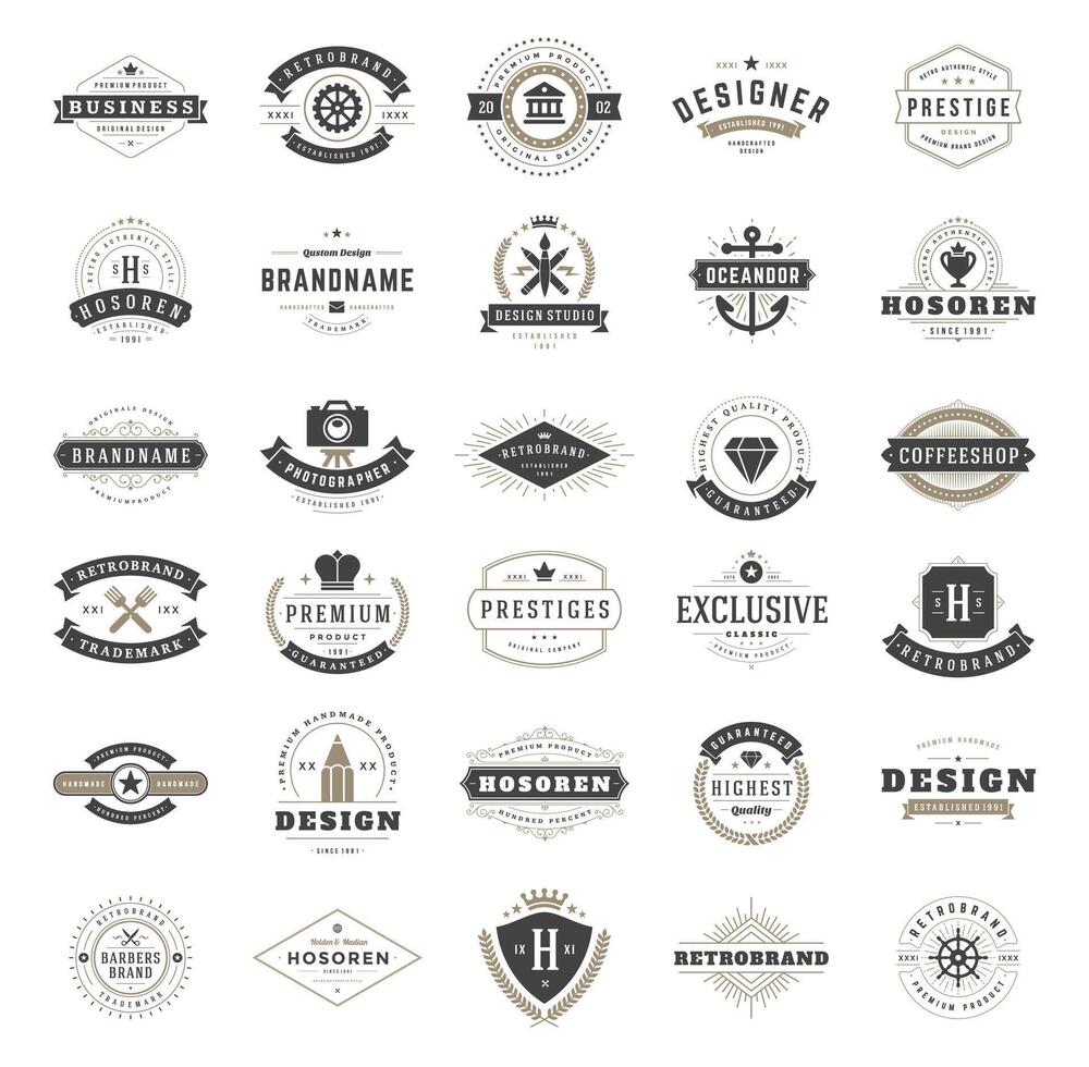 Vintage Logos Design Templates Set vector