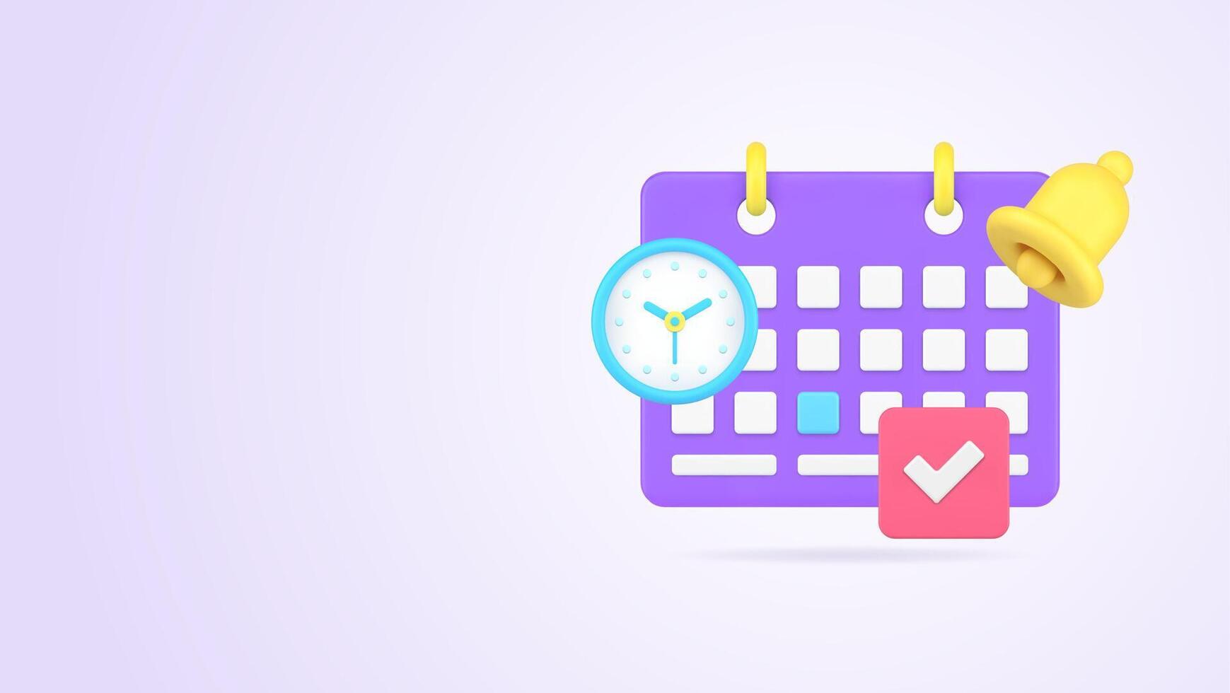 Time management deadline agenda important meeting calendar reminder notification 3d icon vector