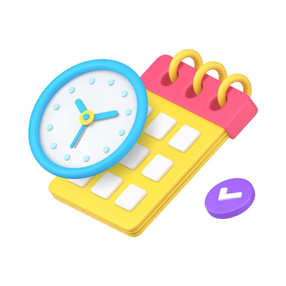 Calendar planning deadline time management agenda date 3d icon realistic illustration vector