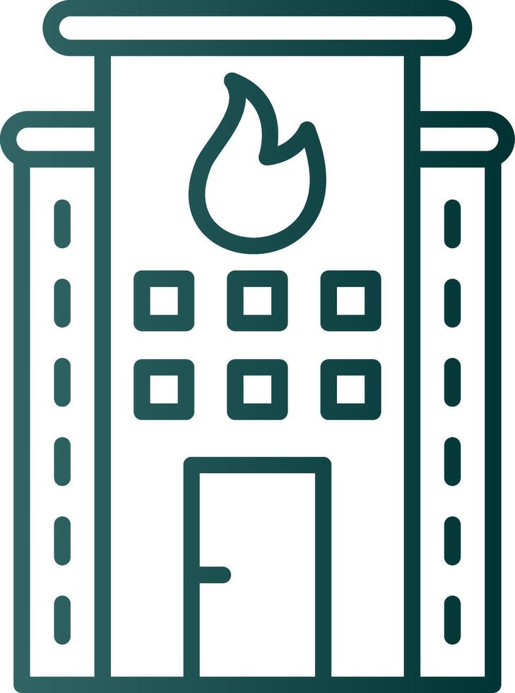 Fire Station Line Gradient Icon vector