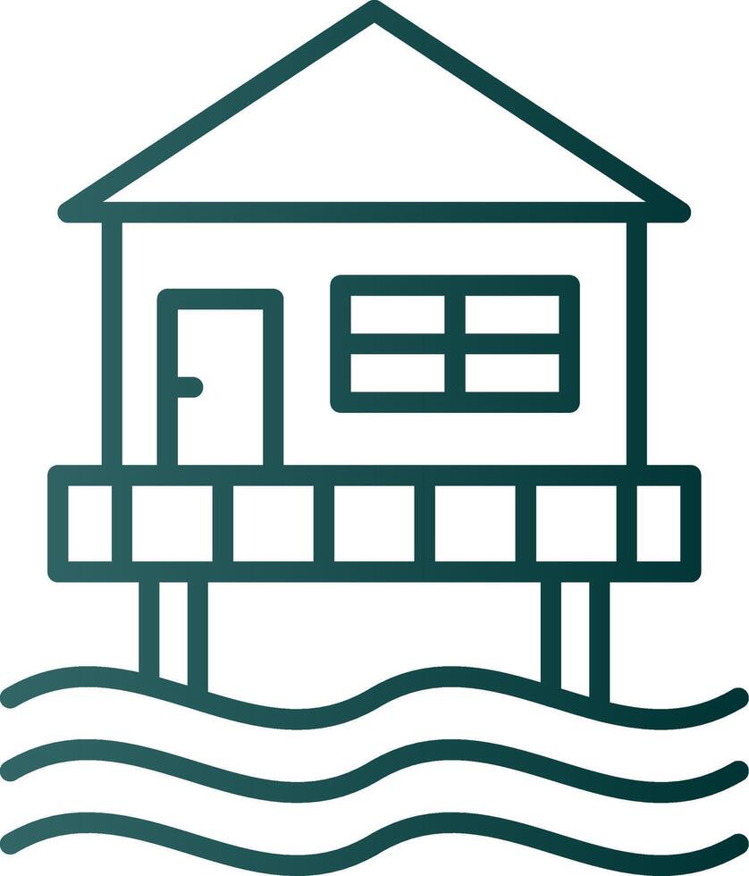 Beach Hut Line Gradient Icon vector