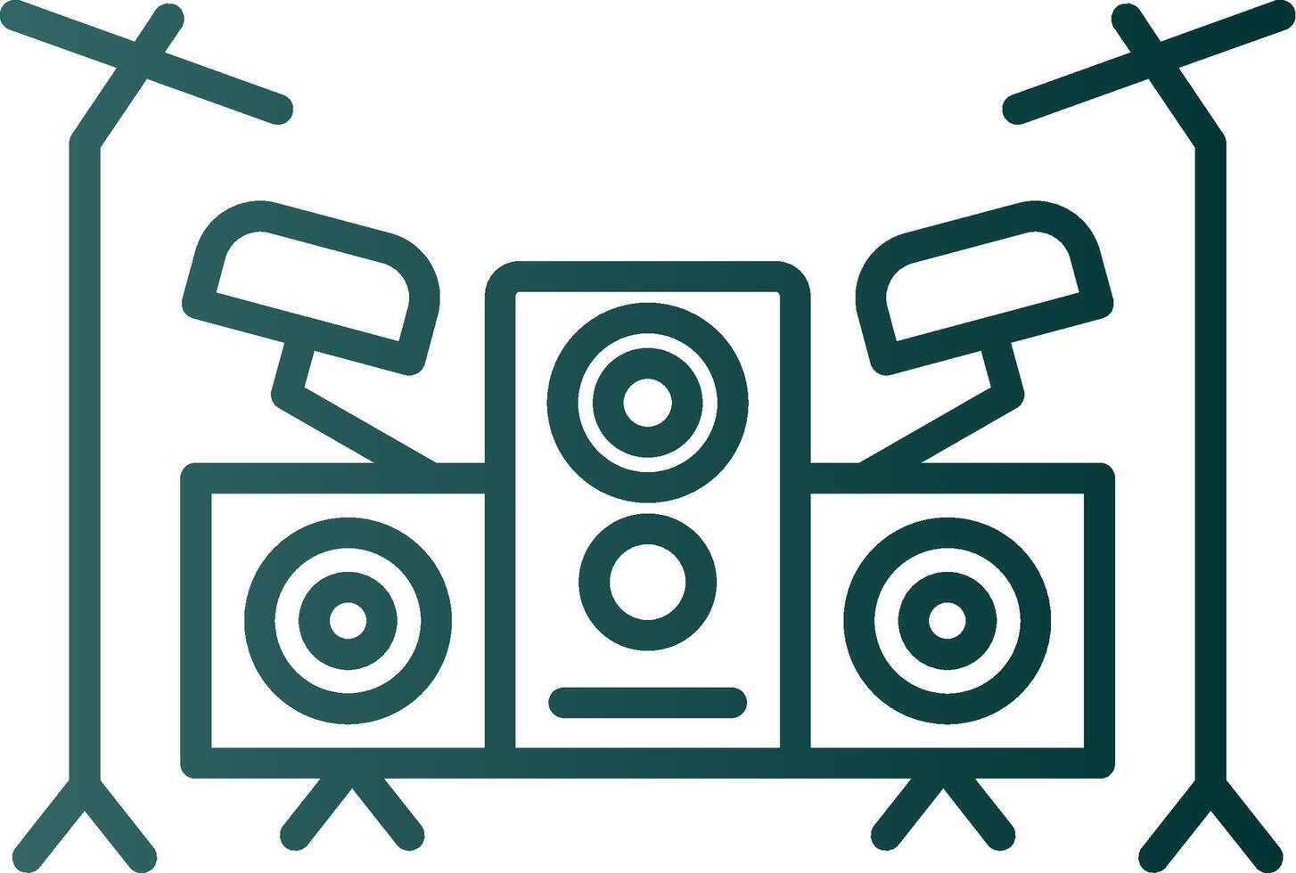 Drum Set Line Gradient Icon vector