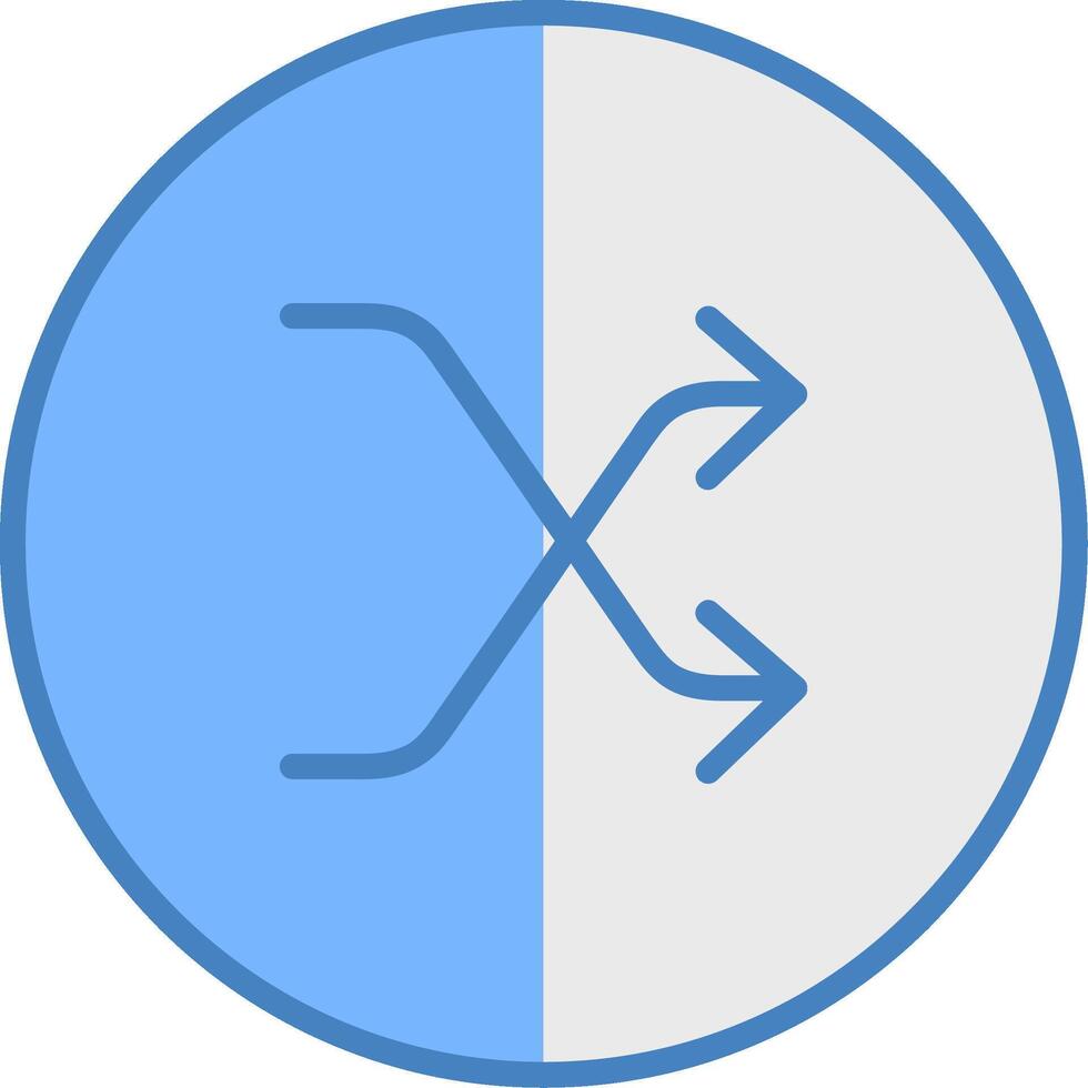 Shuffle Line Filled Blue Icon vector