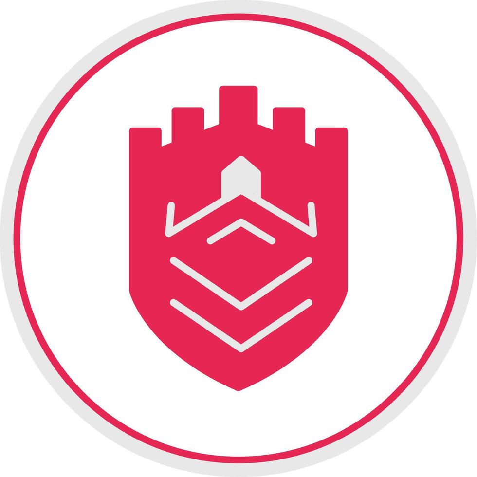 Security Castle Tech Flat Circle Icon vector