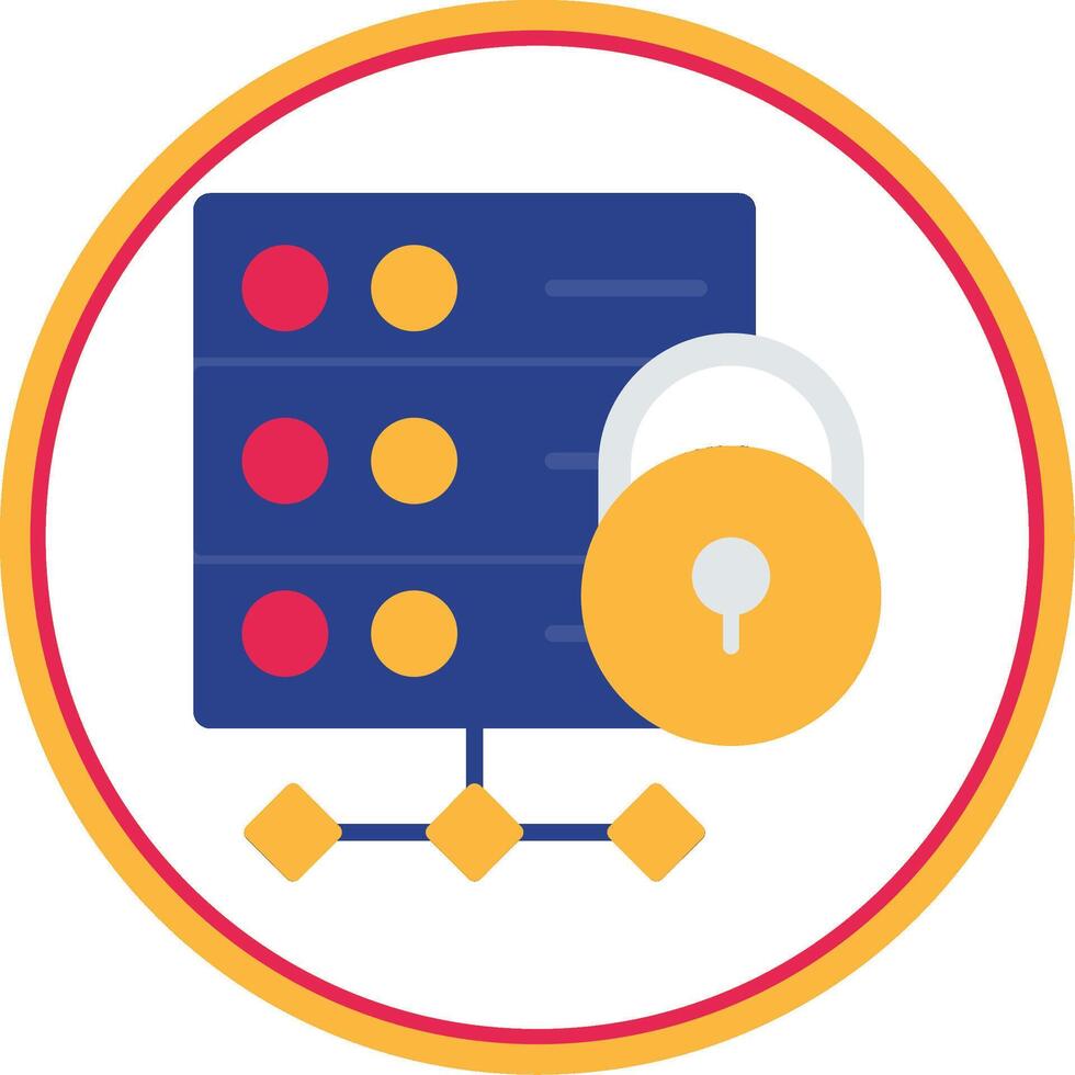 Server Secure Flat Circle Icon vector
