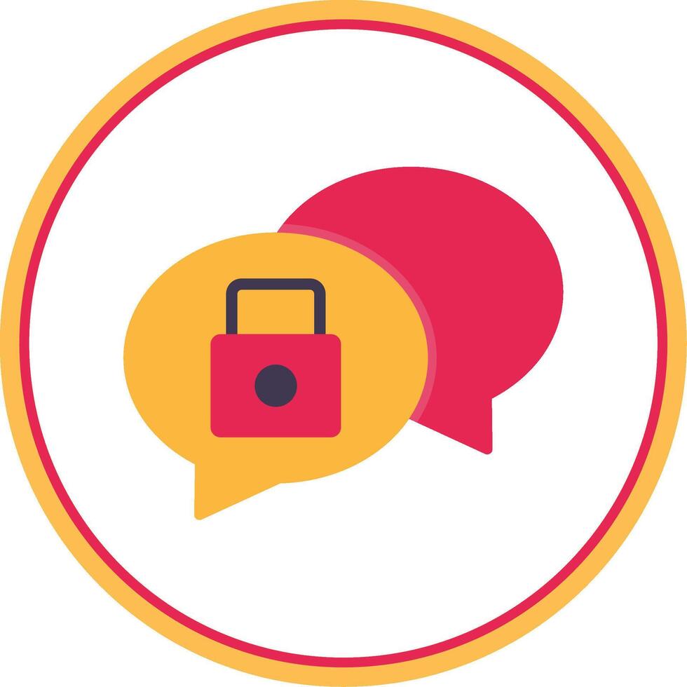 Chat Security Flat Circle Icon vector