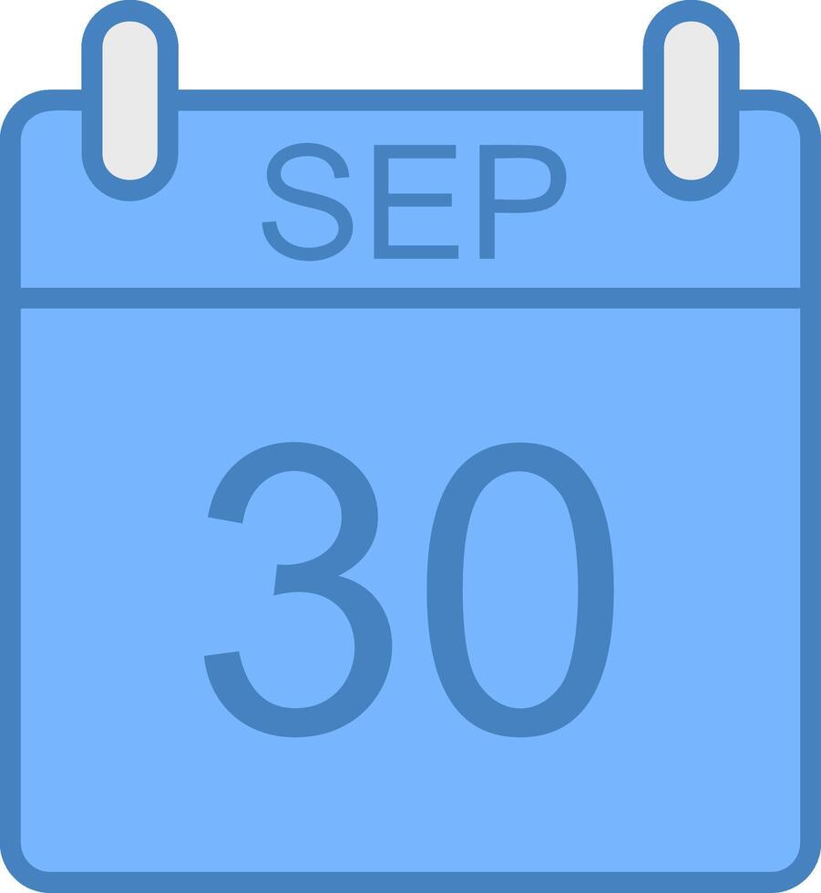 septiembre línea lleno azul icono vector