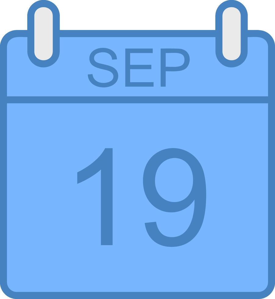 septiembre línea lleno azul icono vector