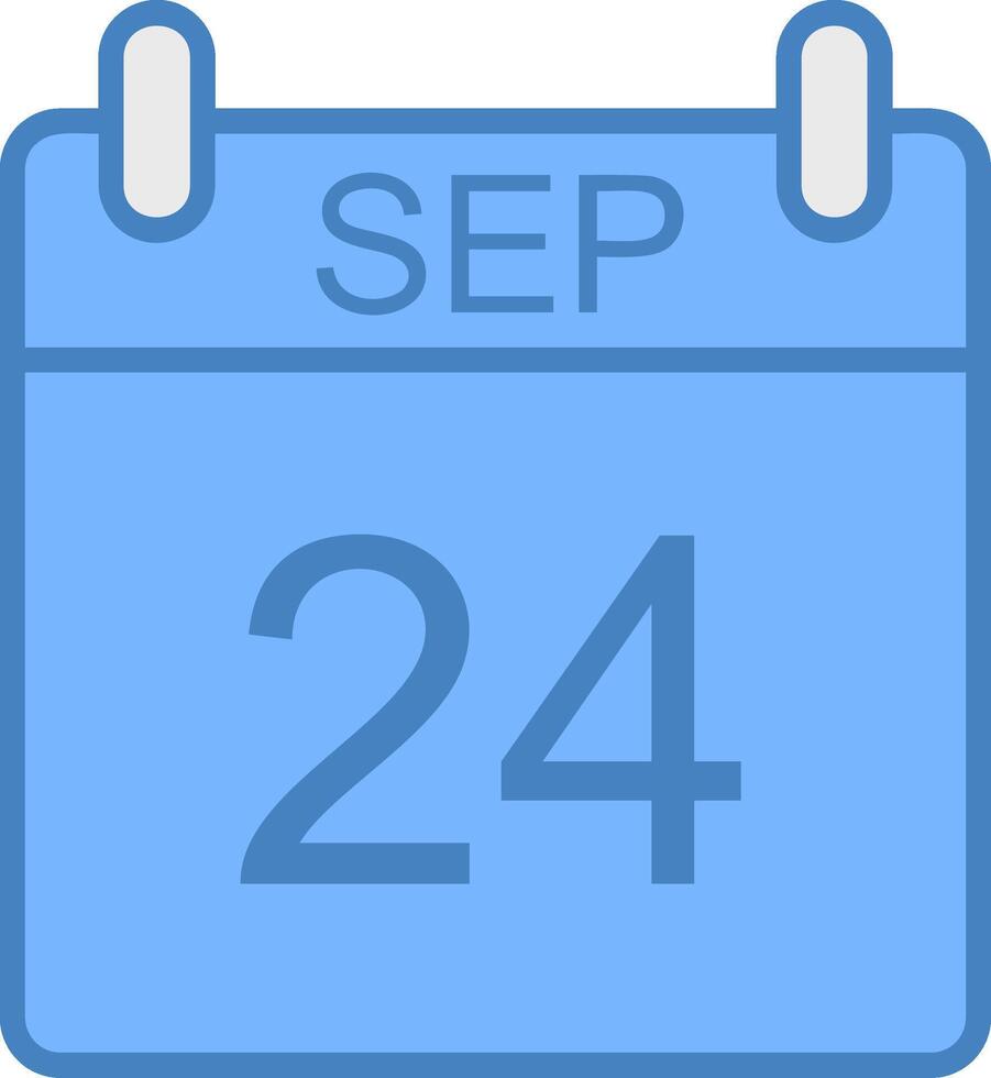 September Line Filled Blue Icon vector