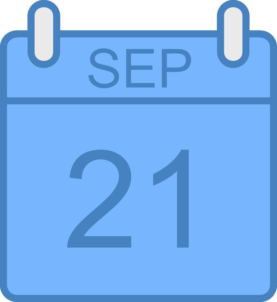 September Line Filled Blue Icon vector