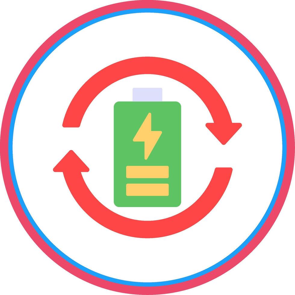 Eco Battery Flat Circle Icon vector