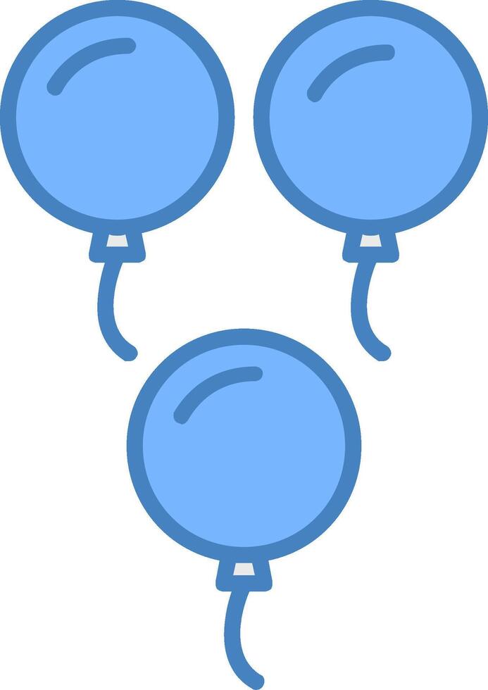 Balloons Line Filled Blue Icon vector
