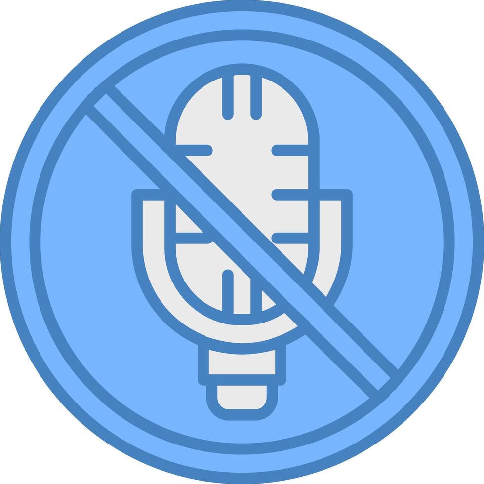 No Microphone Line Filled Blue Icon vector