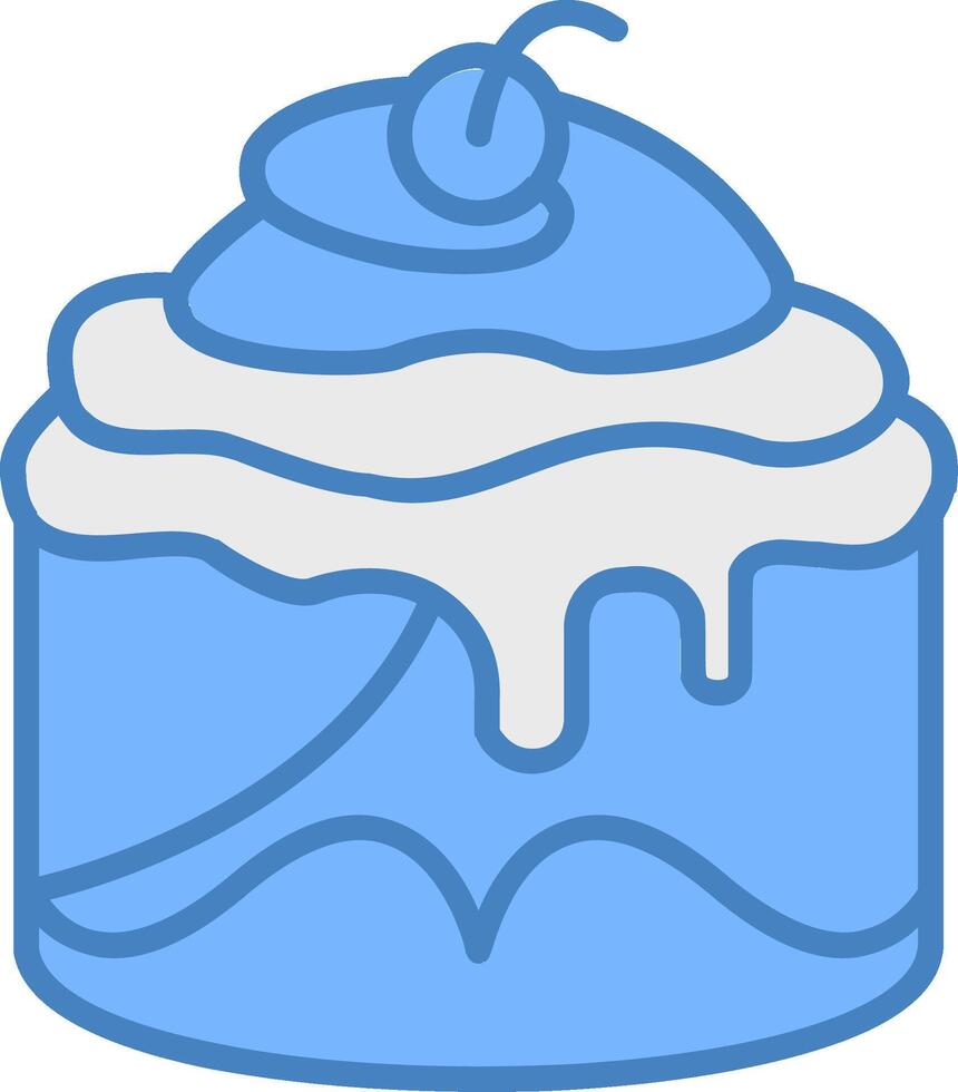 Cinnamon Roll Line Filled Blue Icon vector