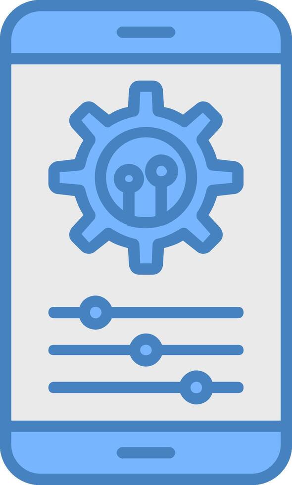 ajustes línea lleno azul icono vector