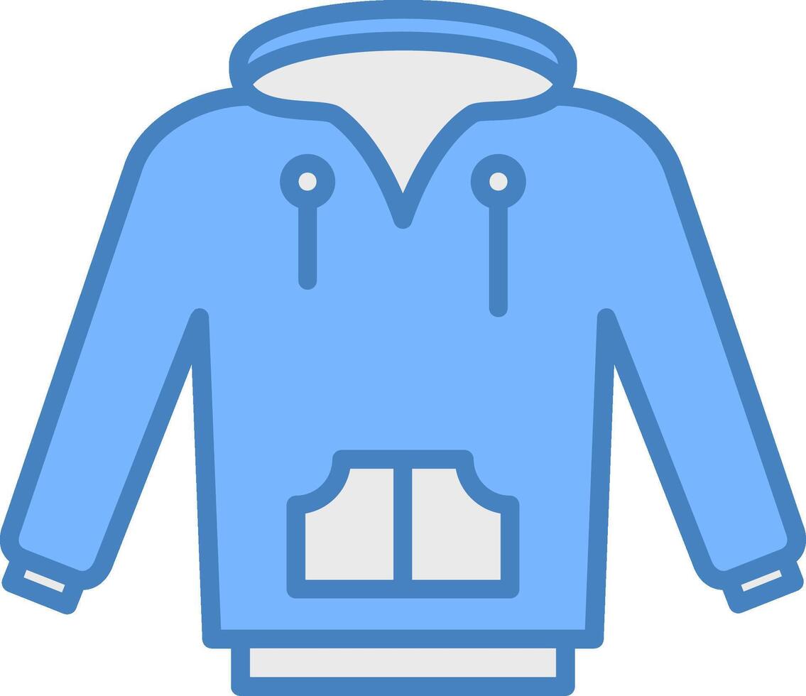 Hoodie Line Filled Blue Icon vector