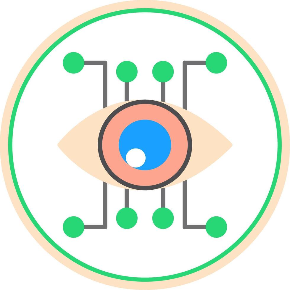 Eye Recognition Flat Circle Icon vector