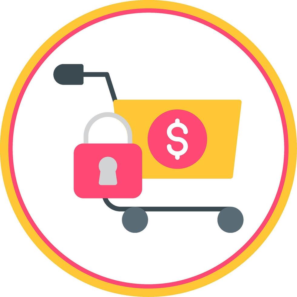 Secure OnFlat Circle Shopping Flat Circle Icon vector