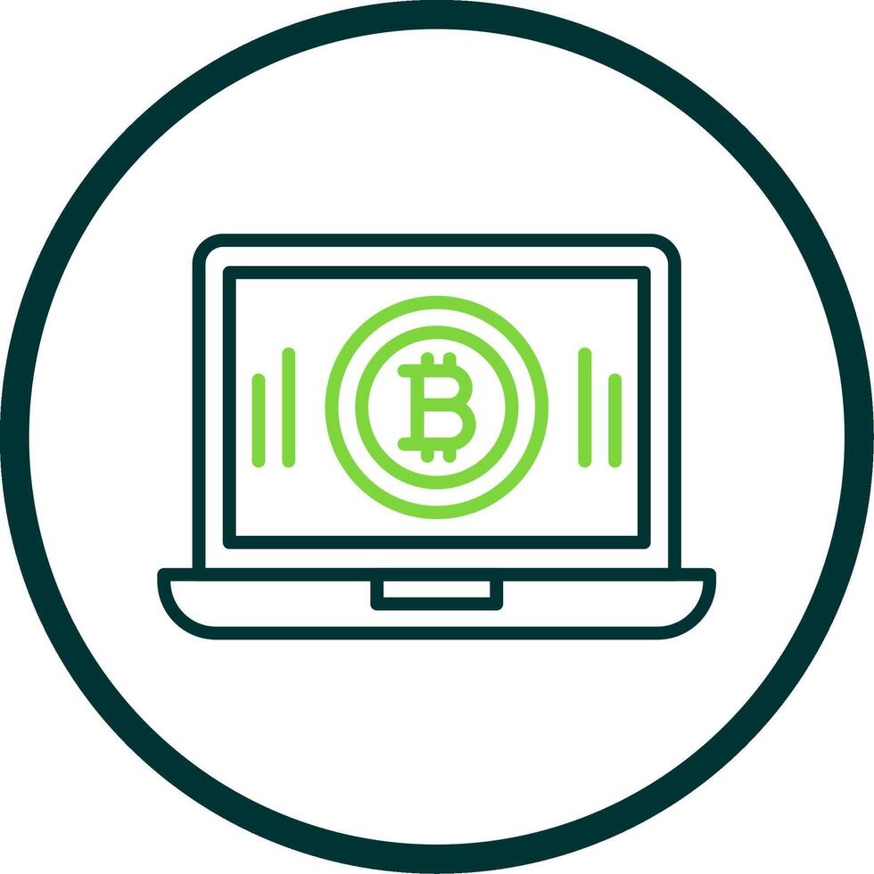 Bitcoin Mining Line Circle Icon Design vector