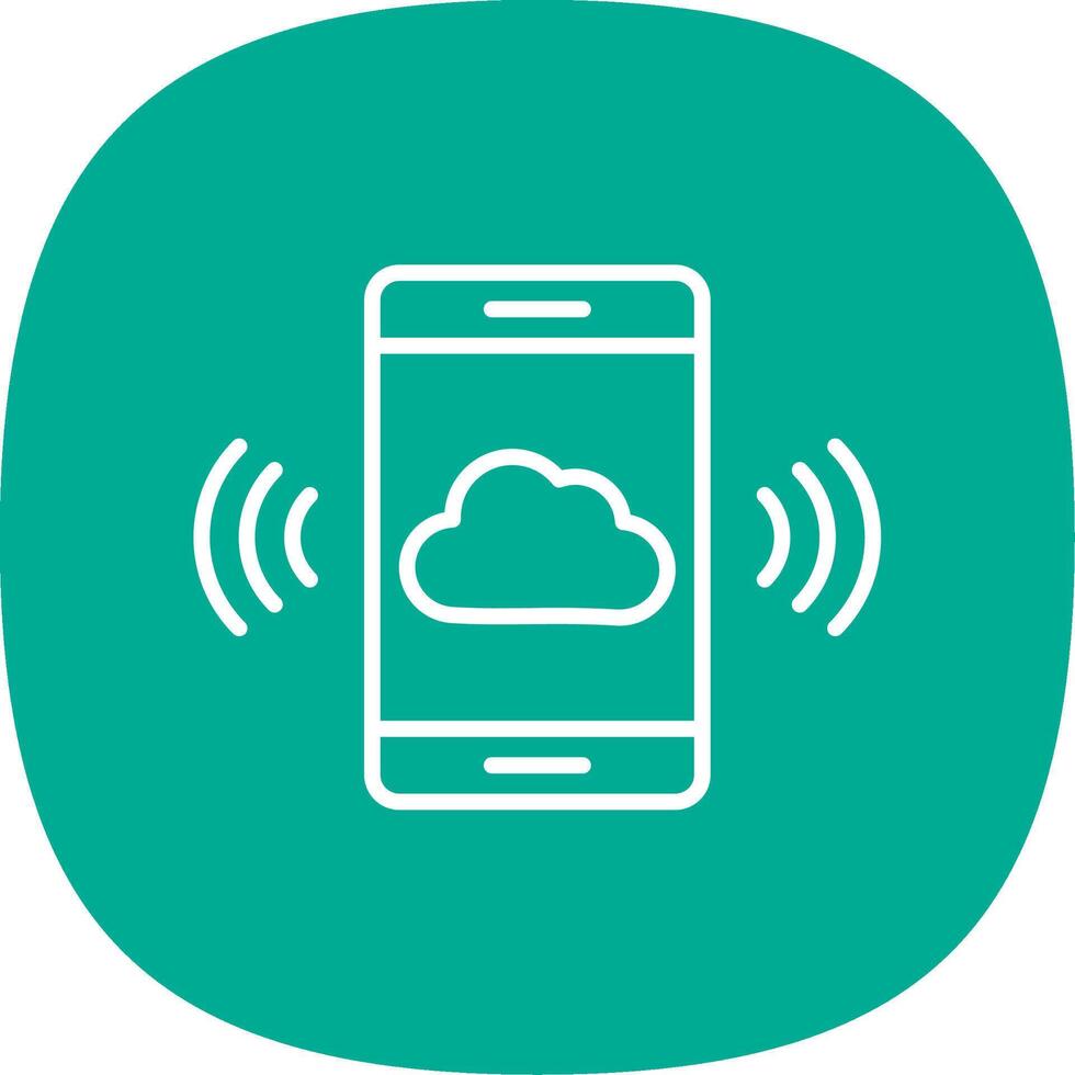 Mobile Cloud Line Curve Icon Design vector
