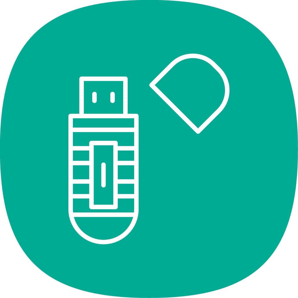 Usb Stick Line Curve Icon Design vector