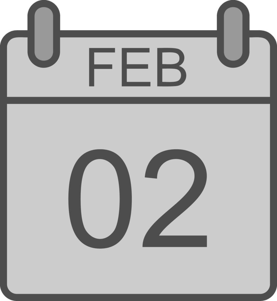 February Line Filled Greyscale Icon Design vector