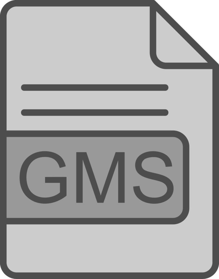 gms archivo formato línea lleno escala de grises icono diseño vector