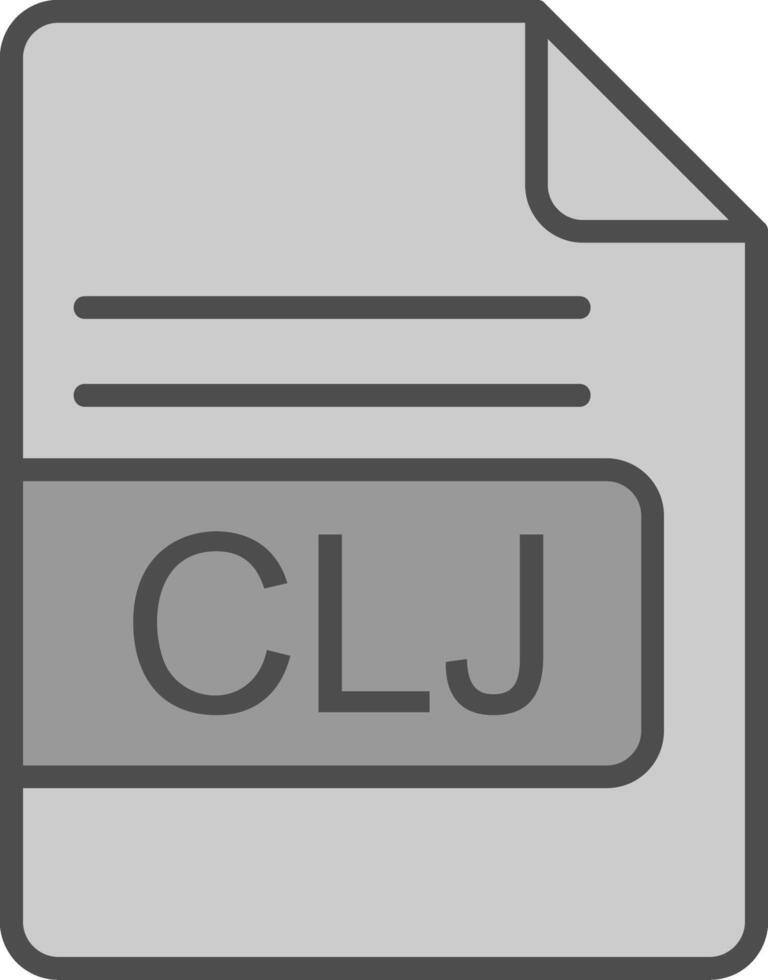 clj archivo formato línea lleno escala de grises icono diseño vector