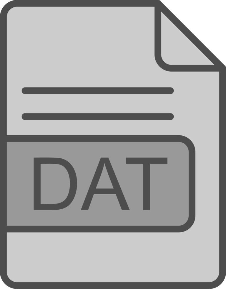 DAT File Format Line Filled Greyscale Icon Design vector