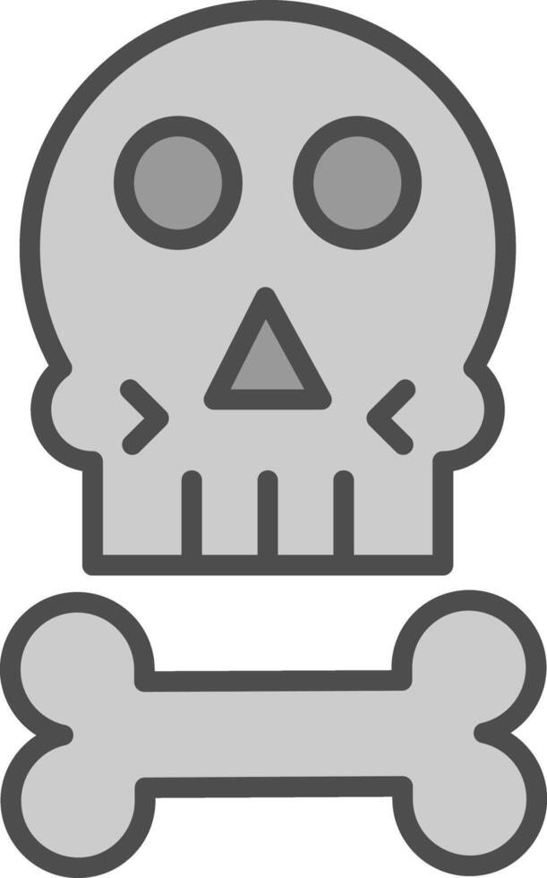 cráneo línea lleno escala de grises icono diseño vector