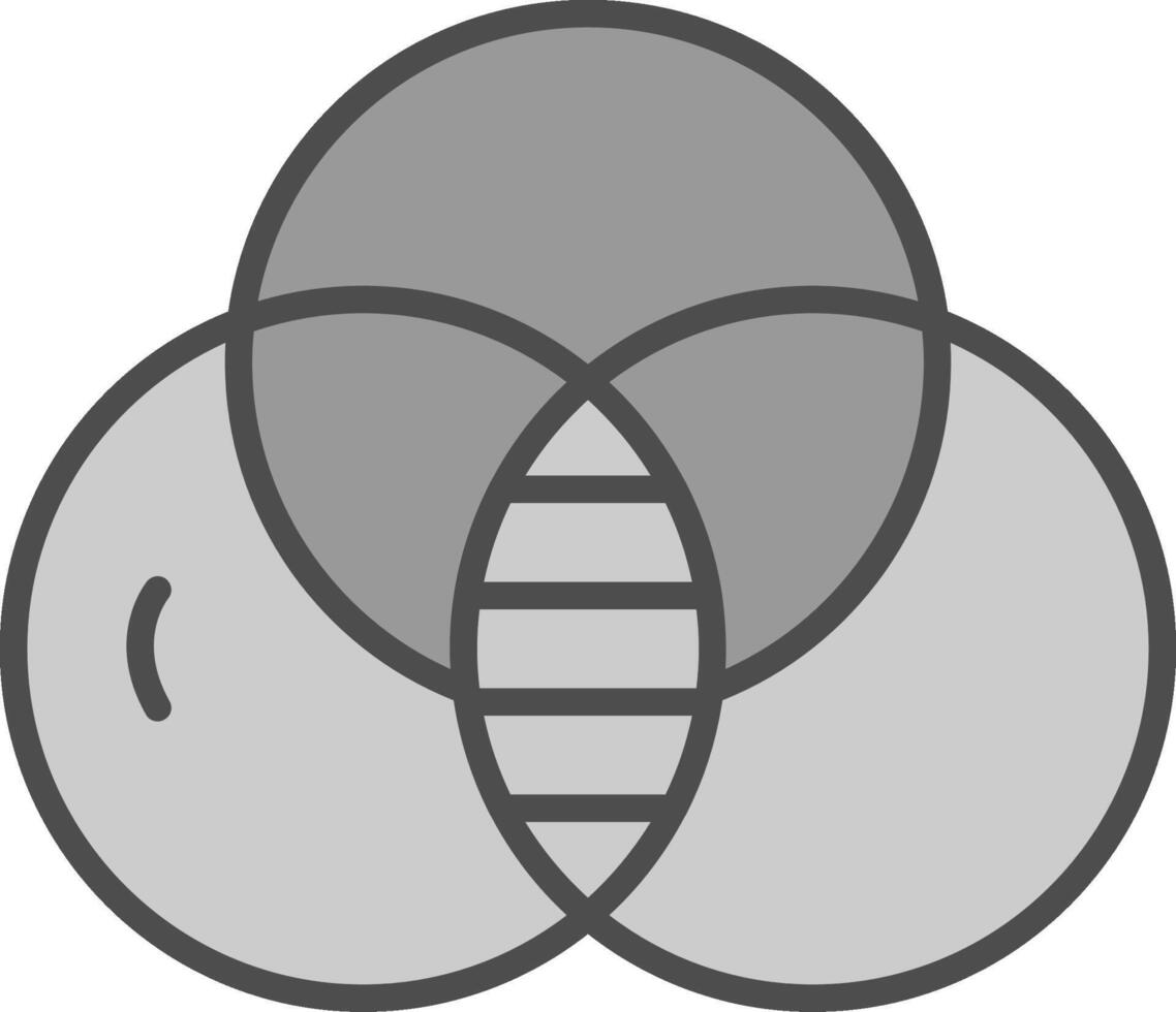 Overlapping Circles Line Filled Greyscale Icon Design vector