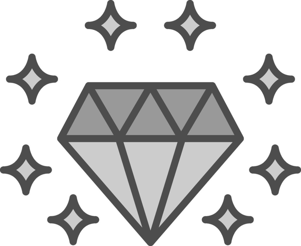 piedra preciosa línea lleno escala de grises icono diseño vector