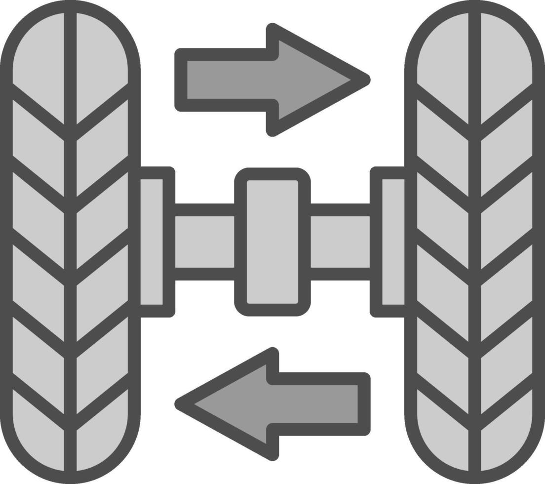 Wheel Alignment Line Filled Greyscale Icon Design vector