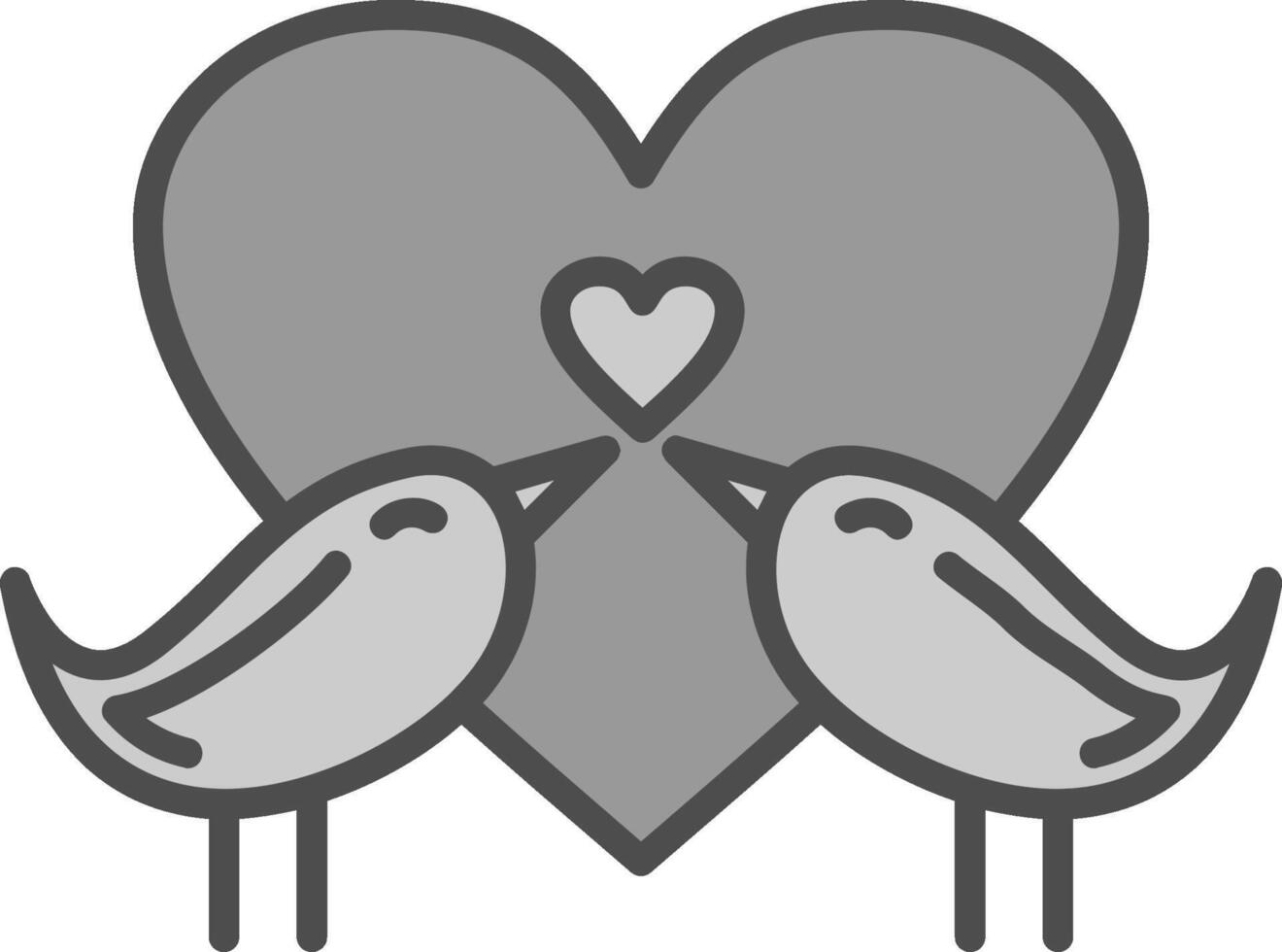 amor aves línea lleno escala de grises icono diseño vector