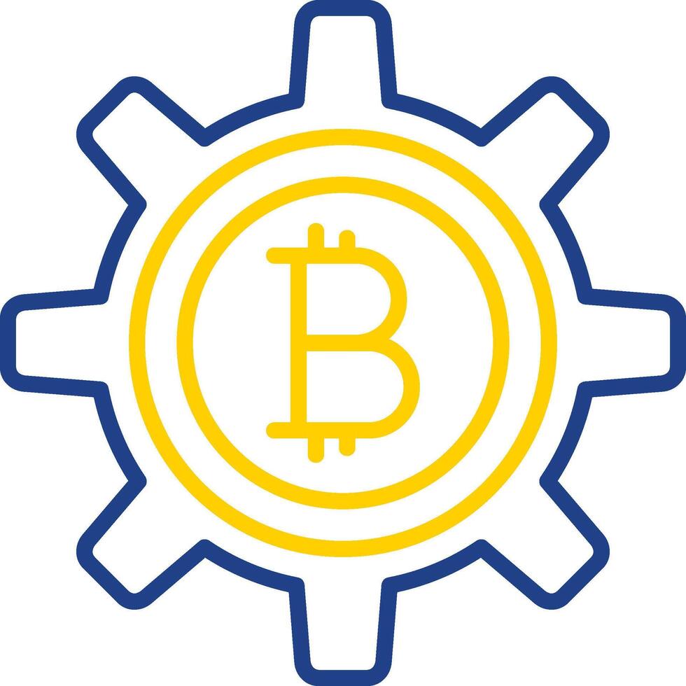 bitcoin administración línea dos color icono diseño vector