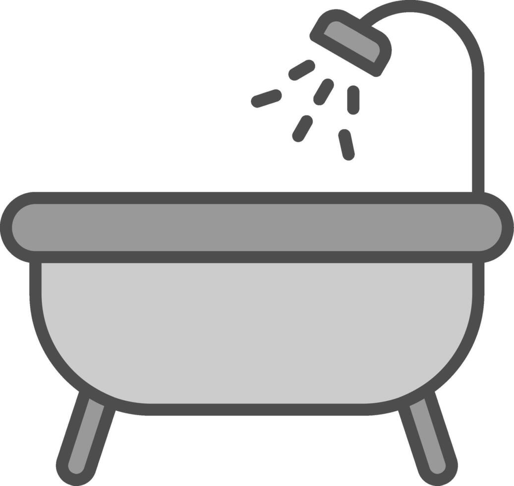 bañera línea lleno escala de grises icono diseño vector