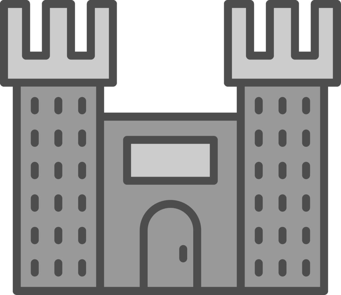 castillo línea lleno escala de grises icono diseño vector