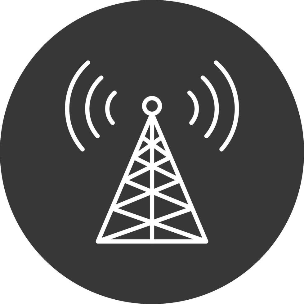 Radio Tower Line Inverted Icon Design vector