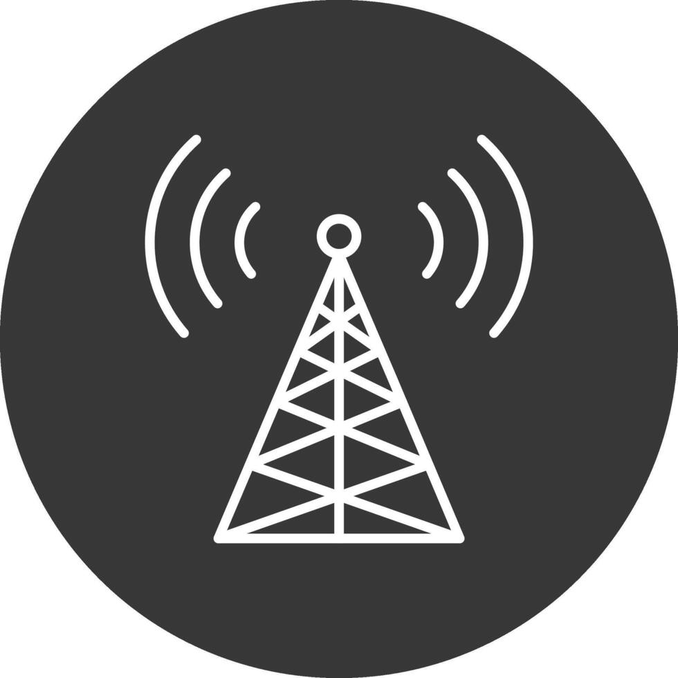 Radio Tower Line Inverted Icon Design vector