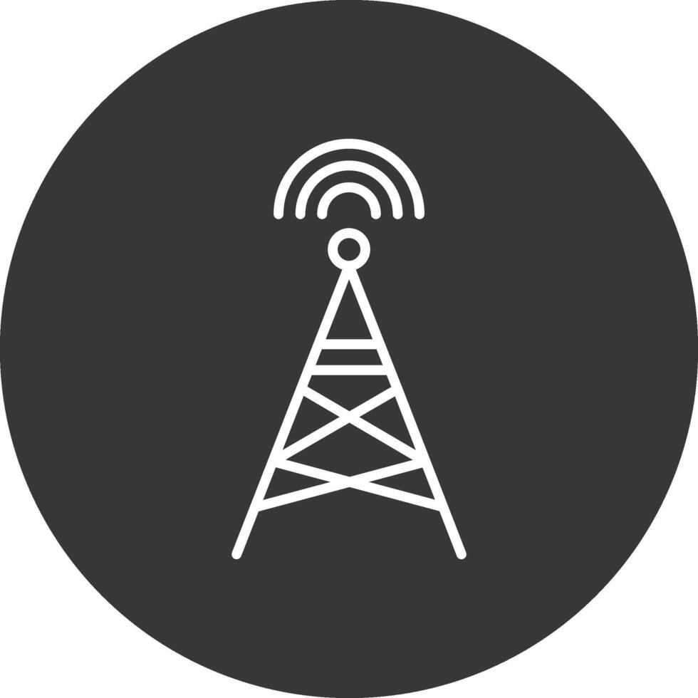 Radio Tower Line Inverted Icon Design vector