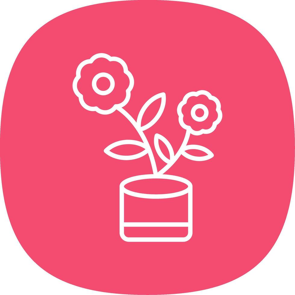 Flowerpot Line Curve Icon Design vector