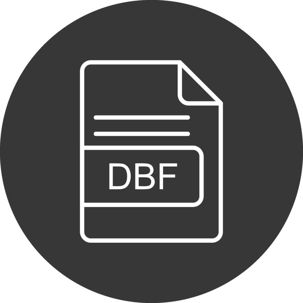 dbf archivo formato línea invertido icono diseño vector
